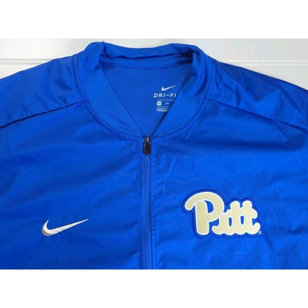 Nike UNIV. OF PITT Mens 2XL Blue Dri-FIT 1/4 Zip Windbreaker Jacket Pullover